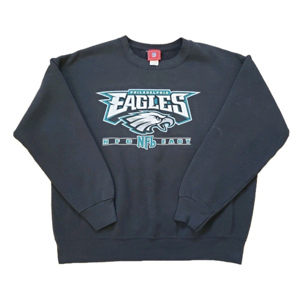 Vintage Y2K Philadelphia Eagles Sz Large Mens Black Sweatshirt Team NFL NFC East